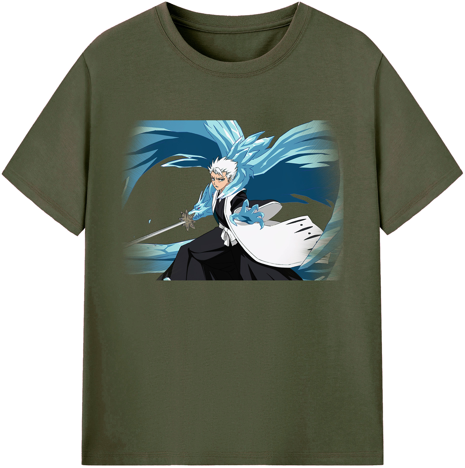 （画像用） ブリーチ 日番谷冬獅郎（ひつがや とうしろう） BLEACH Hitsugaya Toushirou 綿100％ メンズ半袖Tシャツ｜肌触りやわらか＆通気性